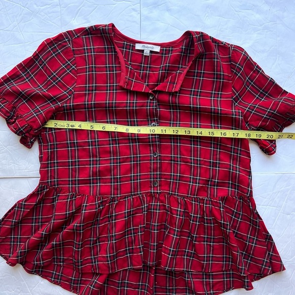 Madewell Studio Ruffle-Hem Top in Clanton Plaid Size S - Picture 5 of 10